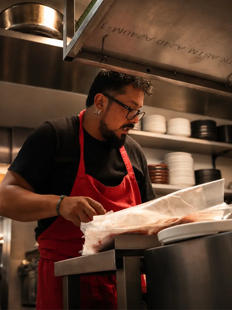 César Villacorta trabajando en la cocina